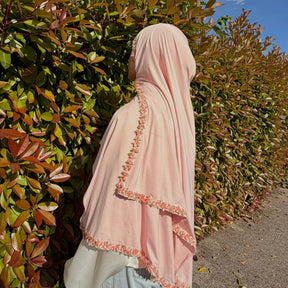 JBHBHB  Elegant Versatile Plain Colorful Embroidered-Edge Liquid Jersey Hijab