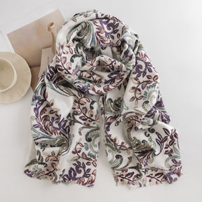 FH23-5108 plants flowers printed winter scarf