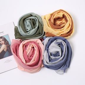 YW130 Stitching color pearl chiffon hijab