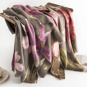 FH23-5287 Flowers printed winter scarf