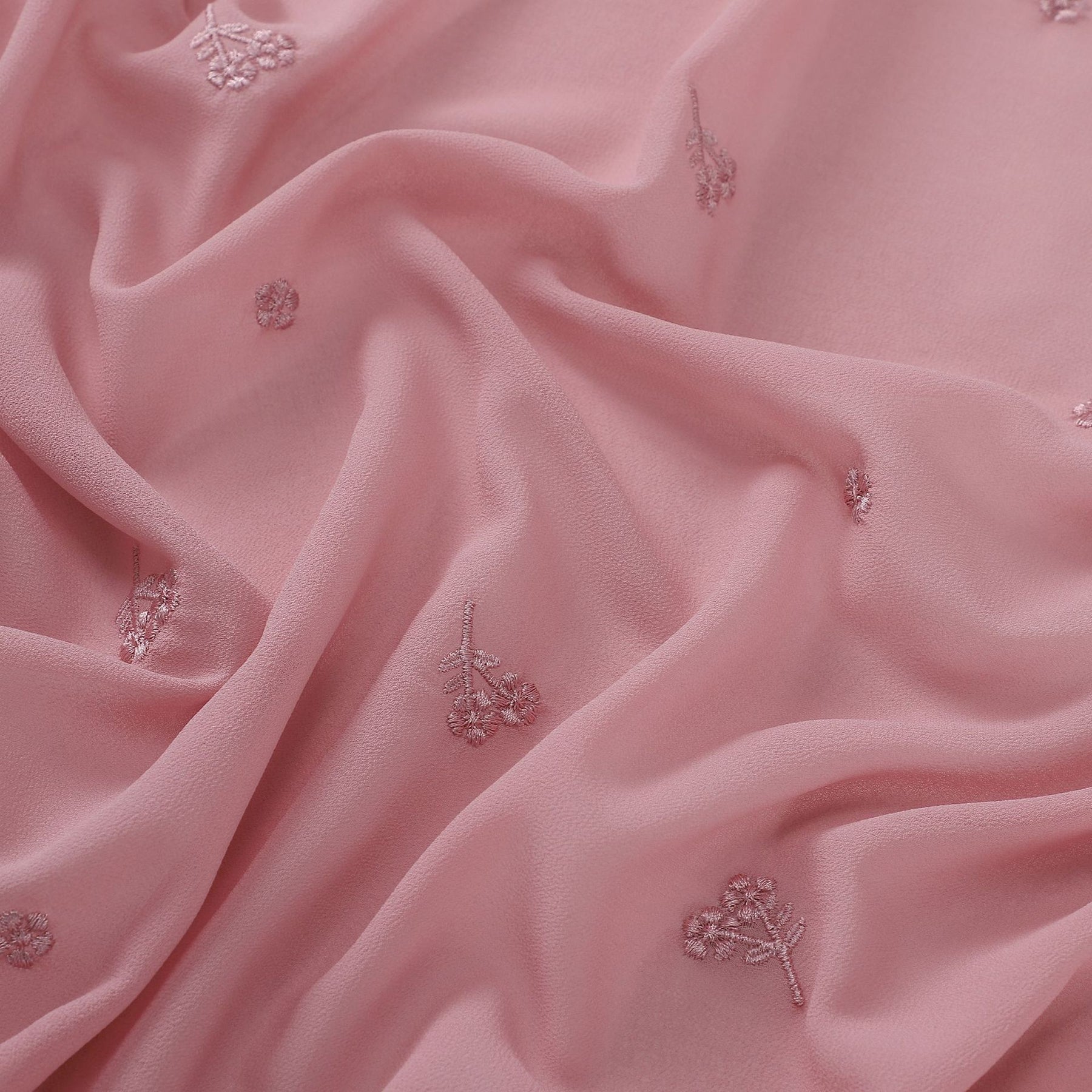 W-0116 premium plain chiffon embroidery edge hijab scarf