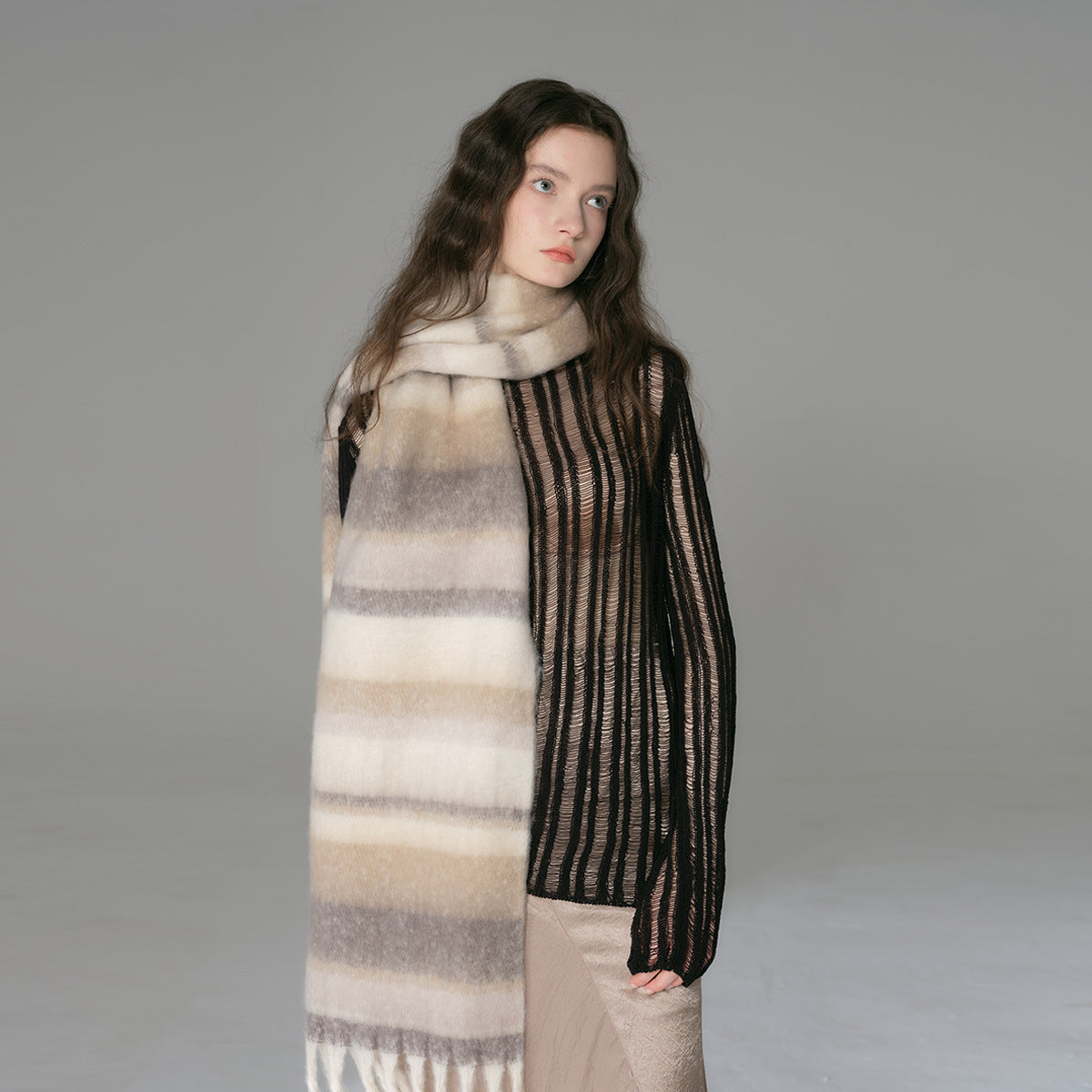 TLQHZZ-081 color stripe winter scarf