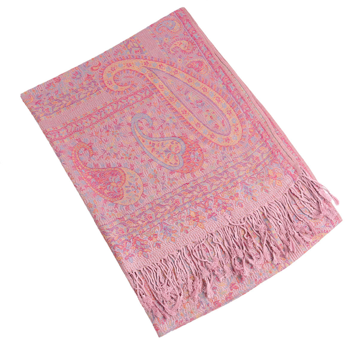 WJ005  Faux Cashmere Paisley Embroidered Tassel Scarf