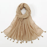 VS621 slub cotton tassel hijab scarf