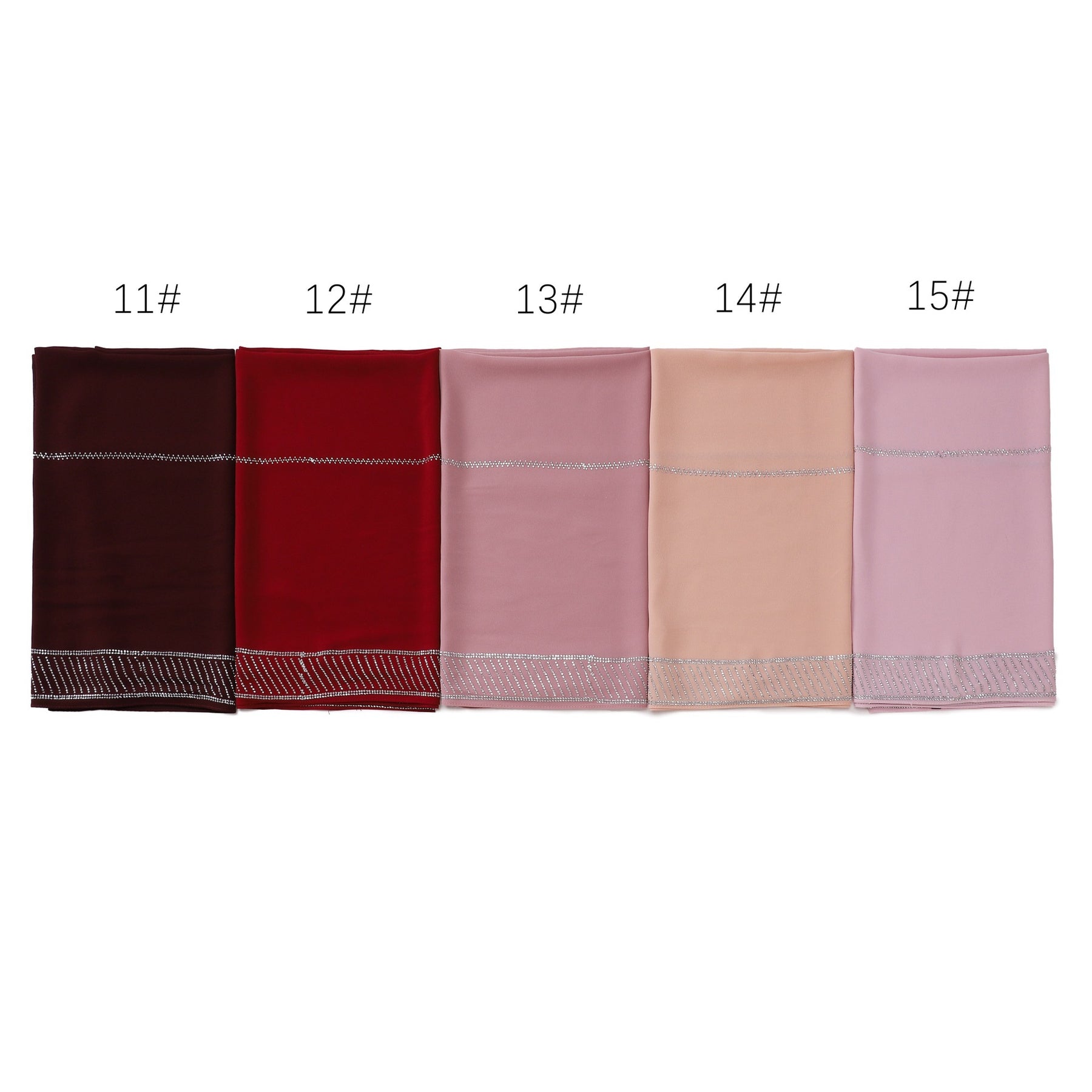 YZ324  Plain Pearl Chiffon Hijab with Rhinestones