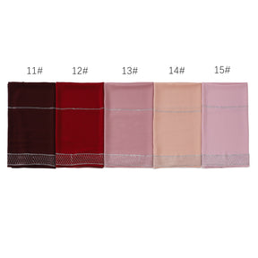 YZ324  Plain Pearl Chiffon Hijab with Rhinestones