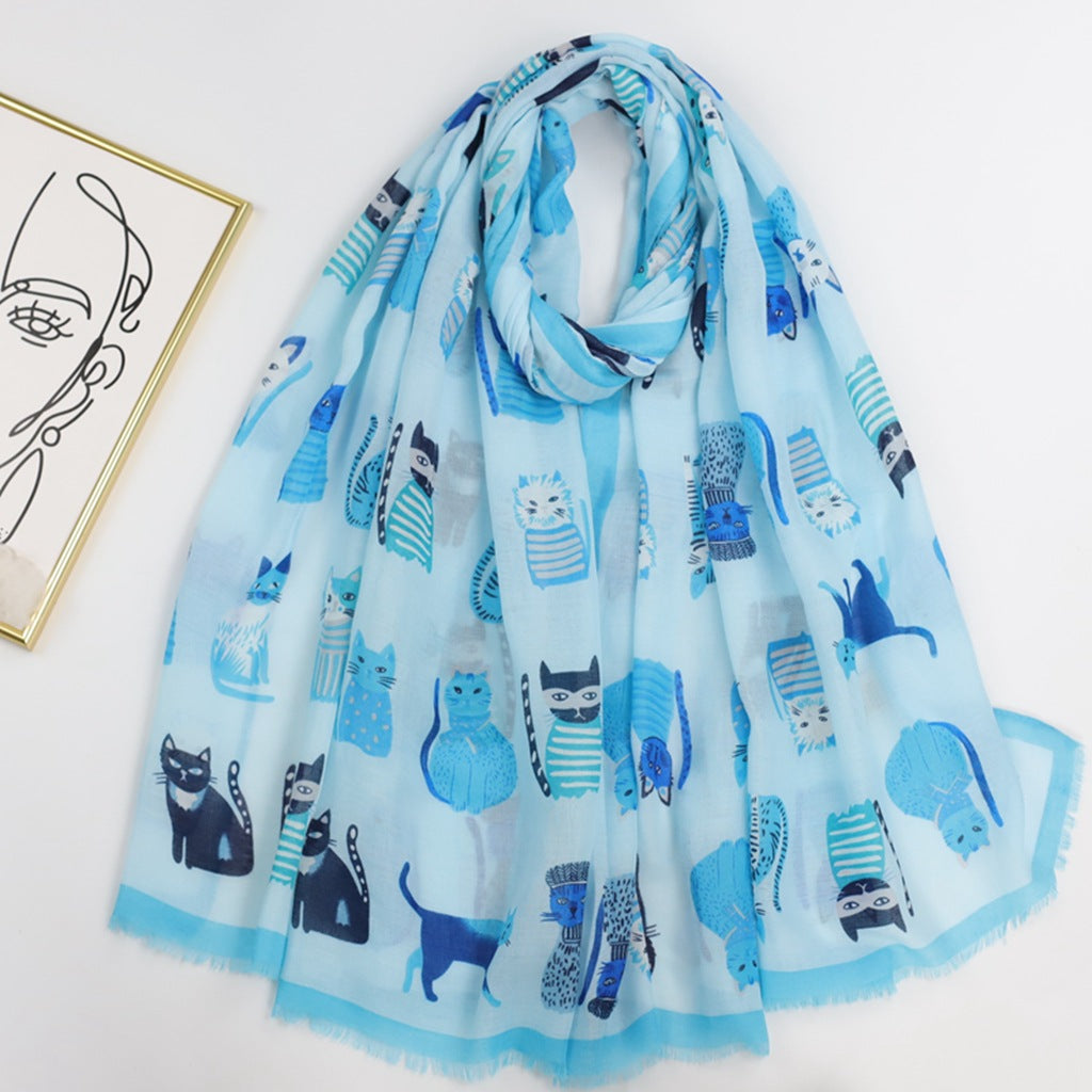 JY230317 printed cats scarf