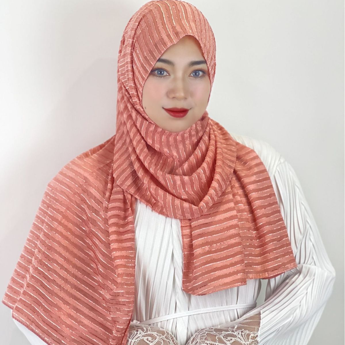 TD13-000  New striped long scarf solid color jacquard chiffon Malay ladies scarf wholesale ethnic scarf