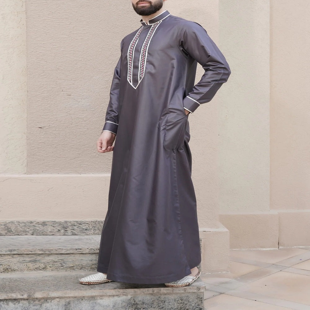 jl01 Muslim long-sleeved embroidered ethnic style Arabic robe  men's robes  abaya