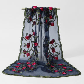 VE154  Nylon Embroidered Breathable Lightweight Hijab