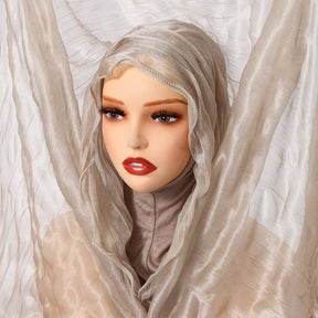 SW177  Plain Crystal Linen Crinkle Instant Hijab with Cap