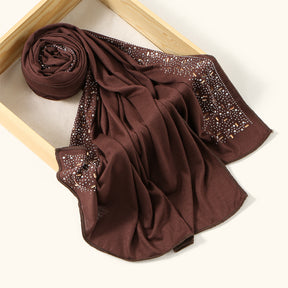 YW425  Mercerized Cotton Special-Shaped Hotfix Rhinestone Hijab