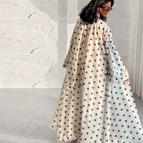 LR1119  Women's Vibrant Polka Dot Cardigan & Hijab 2-Piece Set