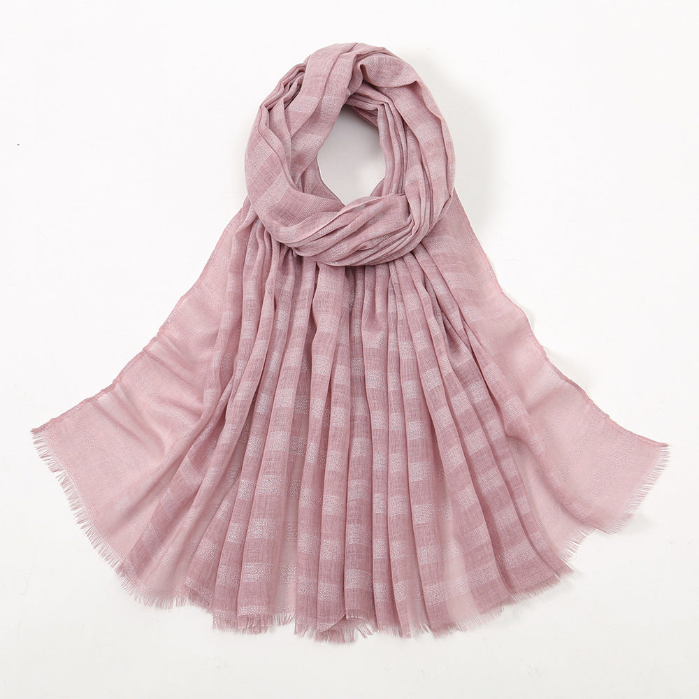 VS572 plain stripe cotton hijab scarf