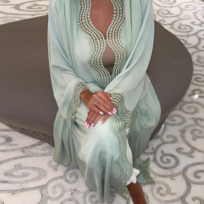 MQ255  Elegant Lace Trim Long Dress Cardigan