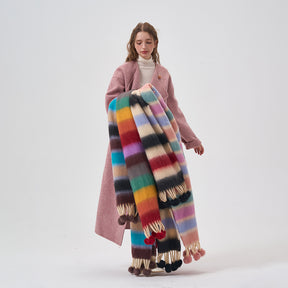 2023-08-14 Color stripe plush ball winter scarf