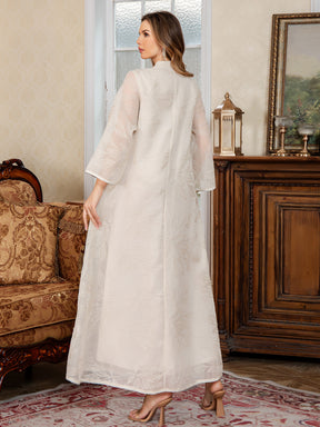 SMT169  Mesh dress with full embroidery