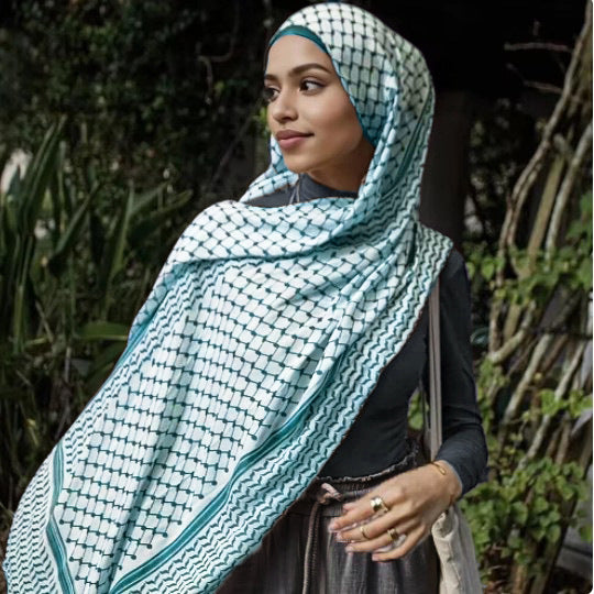 WJA237 New Arab headscarf chiffon printed checkered scarf in Dubai, UAE