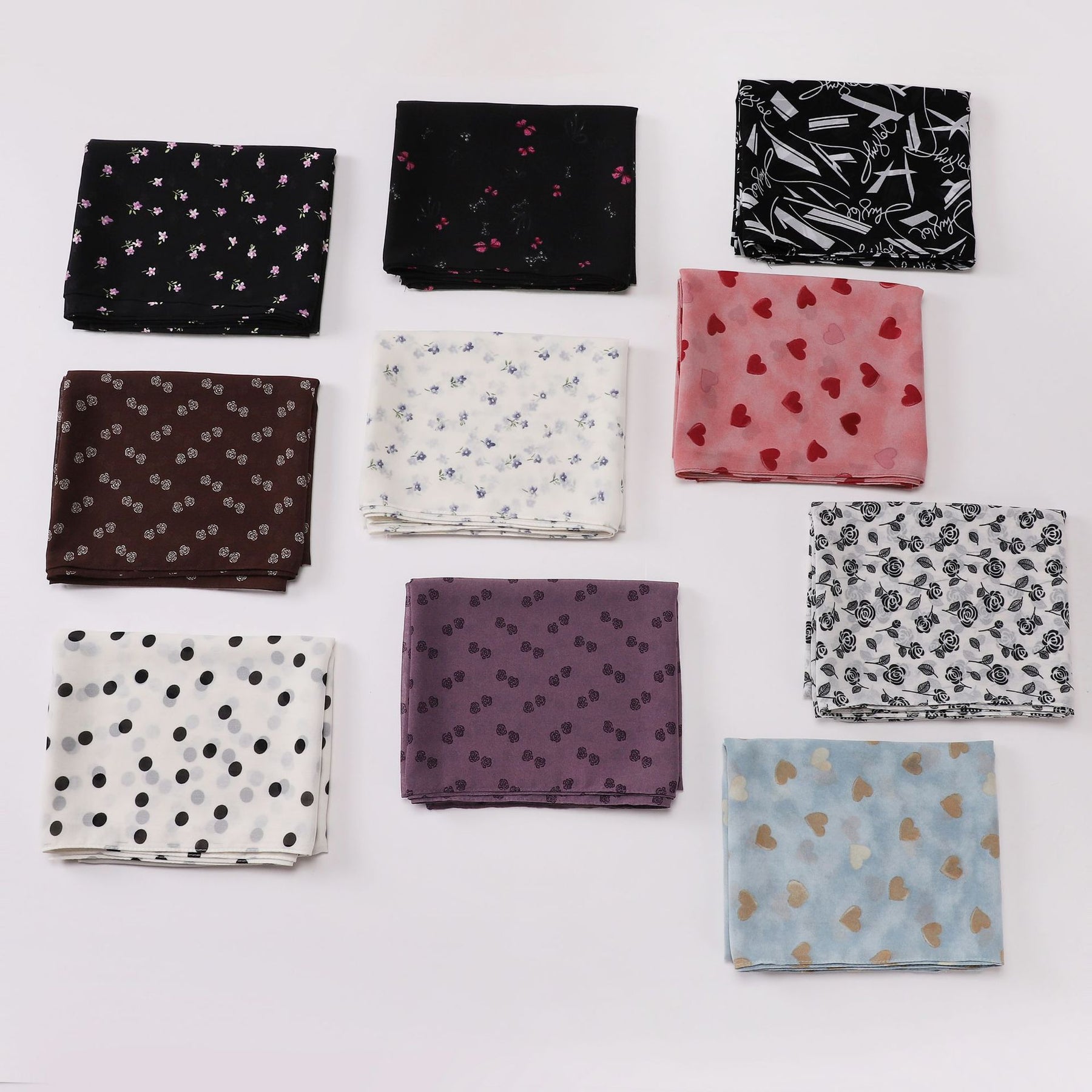 W-0022  Ditsy Floral Printed Pearl Chiffon Hijab