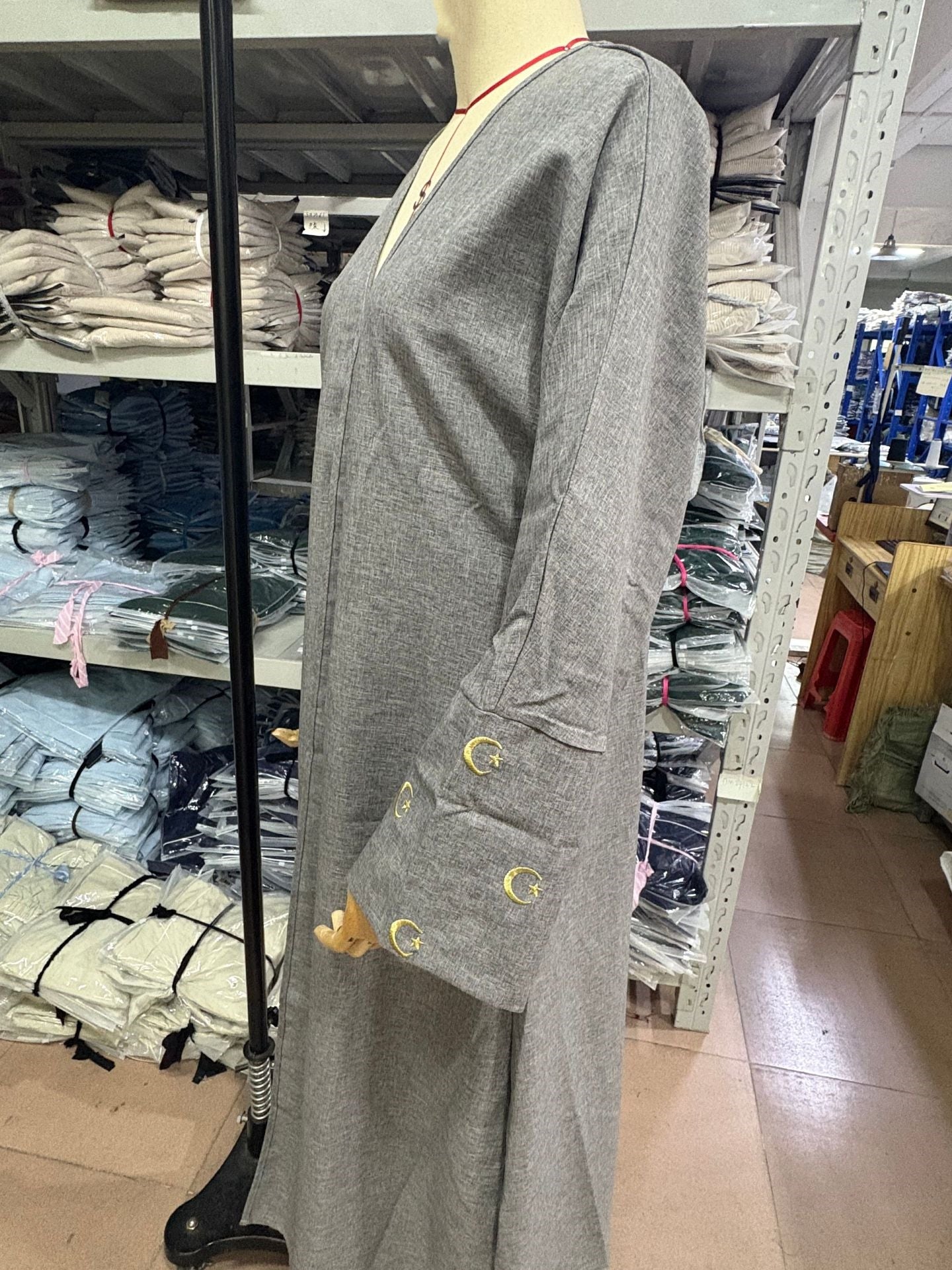 SH2537-2.0  Plain moon embroidery elegant fashionable long-sleeve dress