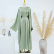 LR806  Elegant Abaya Two-Piece Set + Crystal Chain