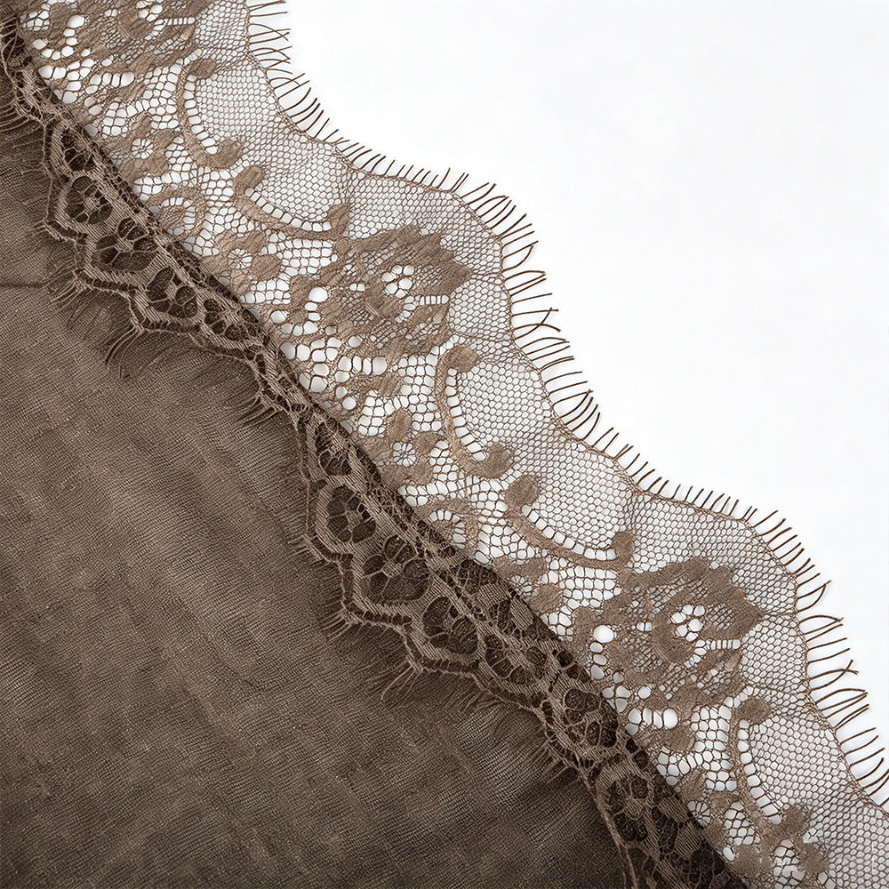 YC007  Plain Polyester Crinkle Lace Panel Fringe Hijab