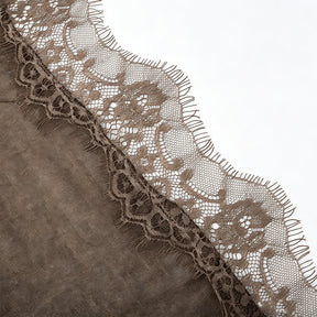 YC007  Plain Polyester Crinkle Lace Panel Fringe Hijab