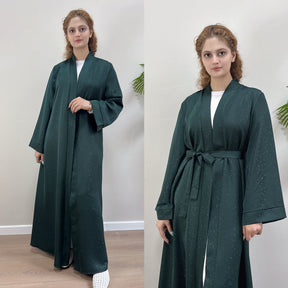 LRDB010+LRDB011  Fashion Print Elegant Cardigan Dress with Hijab Two-Piece Set