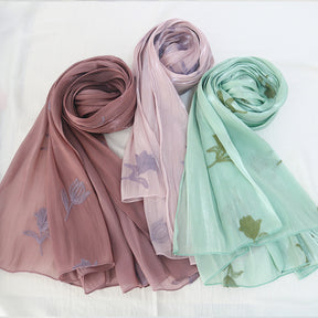 WJ103  Sea Island Silk Embroidered Sun Protection Hijab