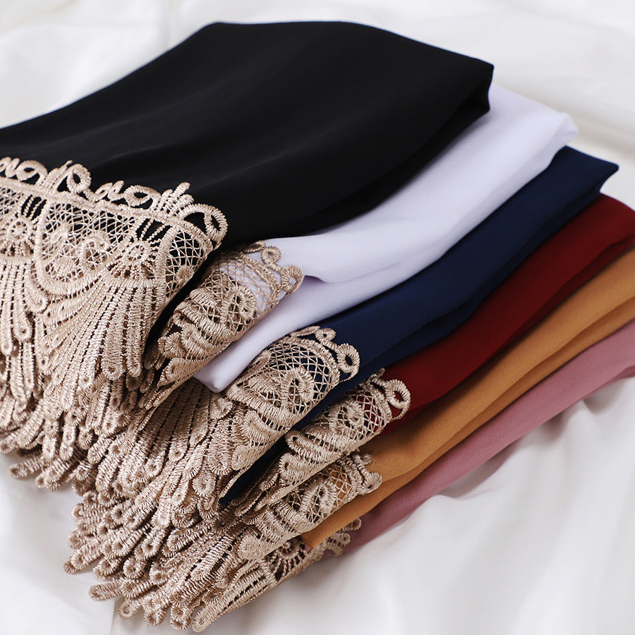 MSL229 plain lace edge hijab scarf