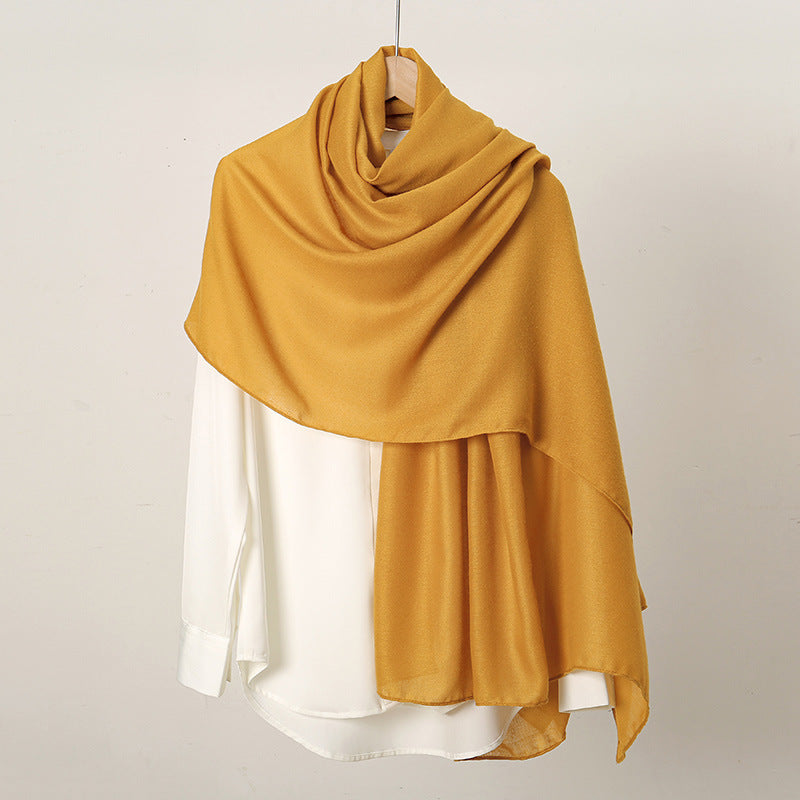 VS814 New retro solid color cotton and linen scarf for women