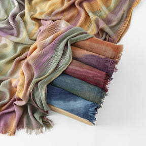 VE134  Ethnic Rainbow Tie-Dye Crinkle Rayon Hijab