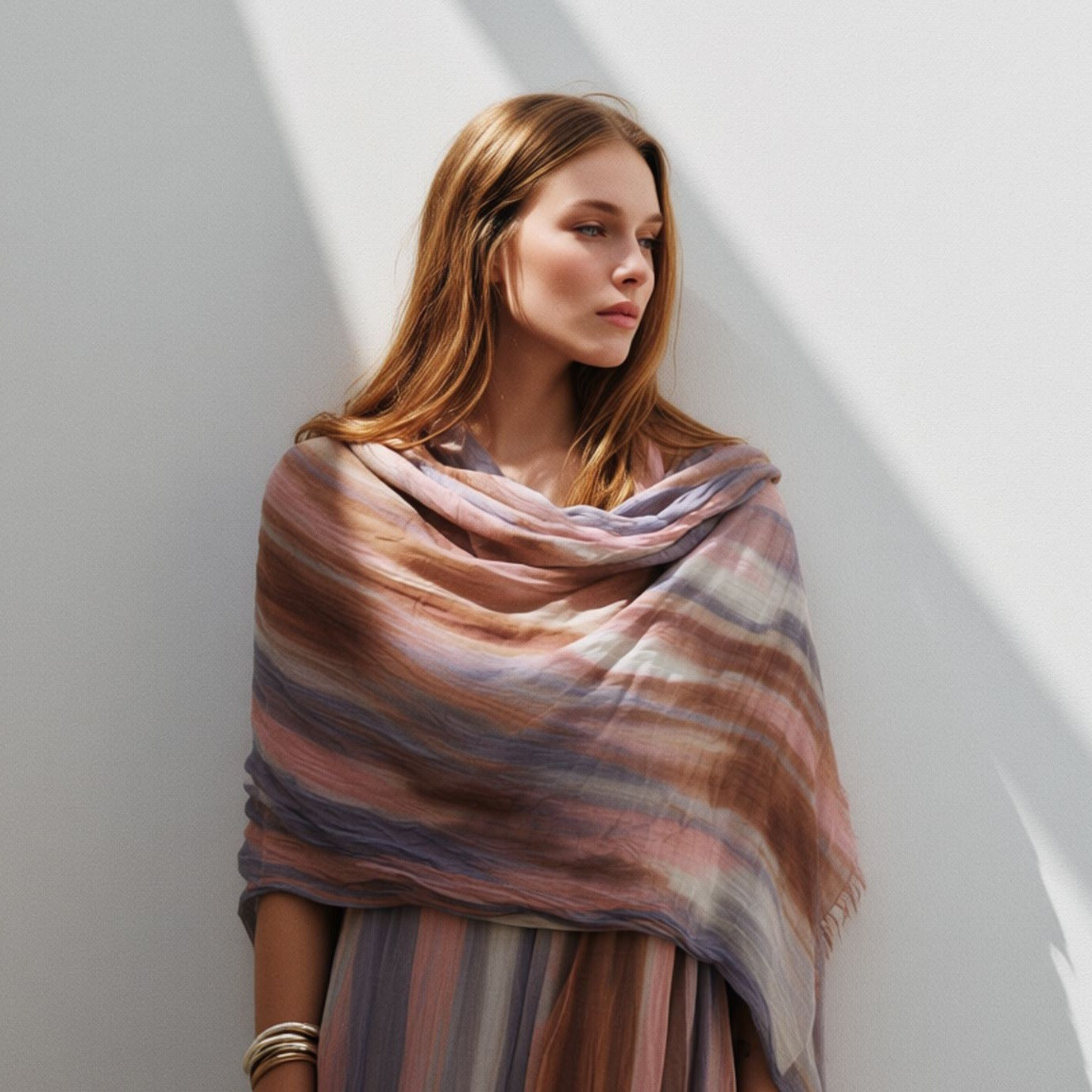 WJA485  Gradient Tie-Dye Autumn/Winter Crinkled Hijab