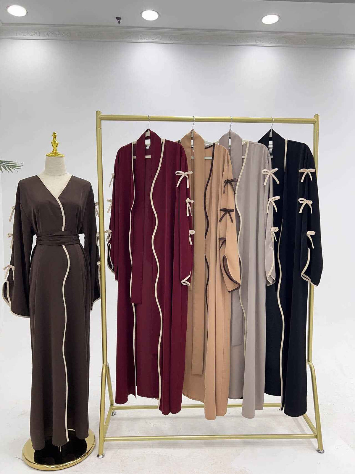 LR962  Plain Bow Abaya Dress Set