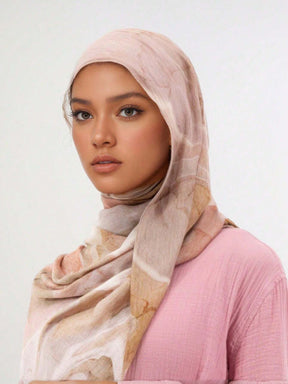 MYM07 Light Pink Modal print hijab