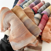 SS007  Gradient Rainbow Collection Short Tassel Crinkled Hijab