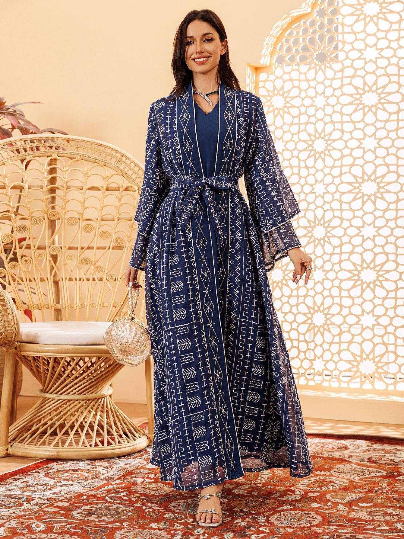 AB445 Mesh embroidered dress