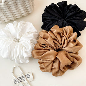 YF001  Oversized Crinkled Satin Scrunchie Hair Tie