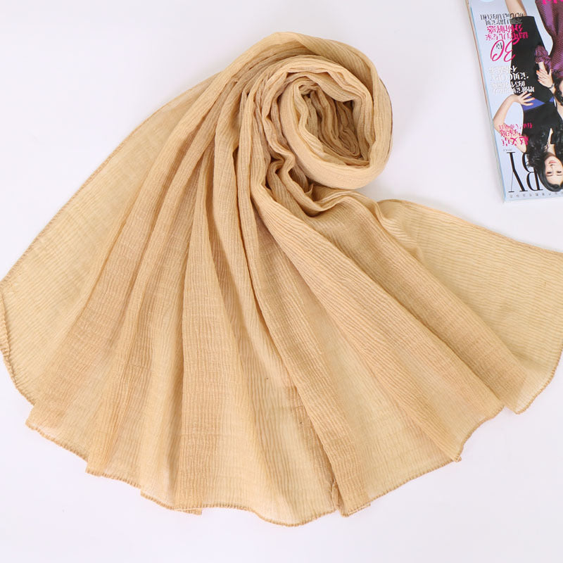 VS082 pleated plain voile hijab