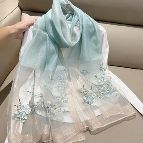 ws-9456153121  High-end Suzhou embroidery manual simulation silk summer scarf embroidered scarf gift with high-end shawl