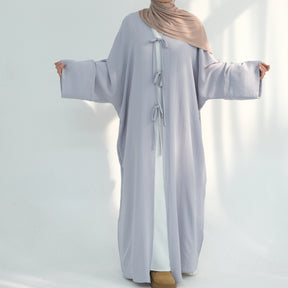LR883  Tie-Waist Open-Front Polyester Dress