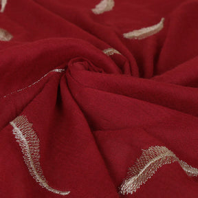 VS012 Feather embroidery plain cotton hijab scarf