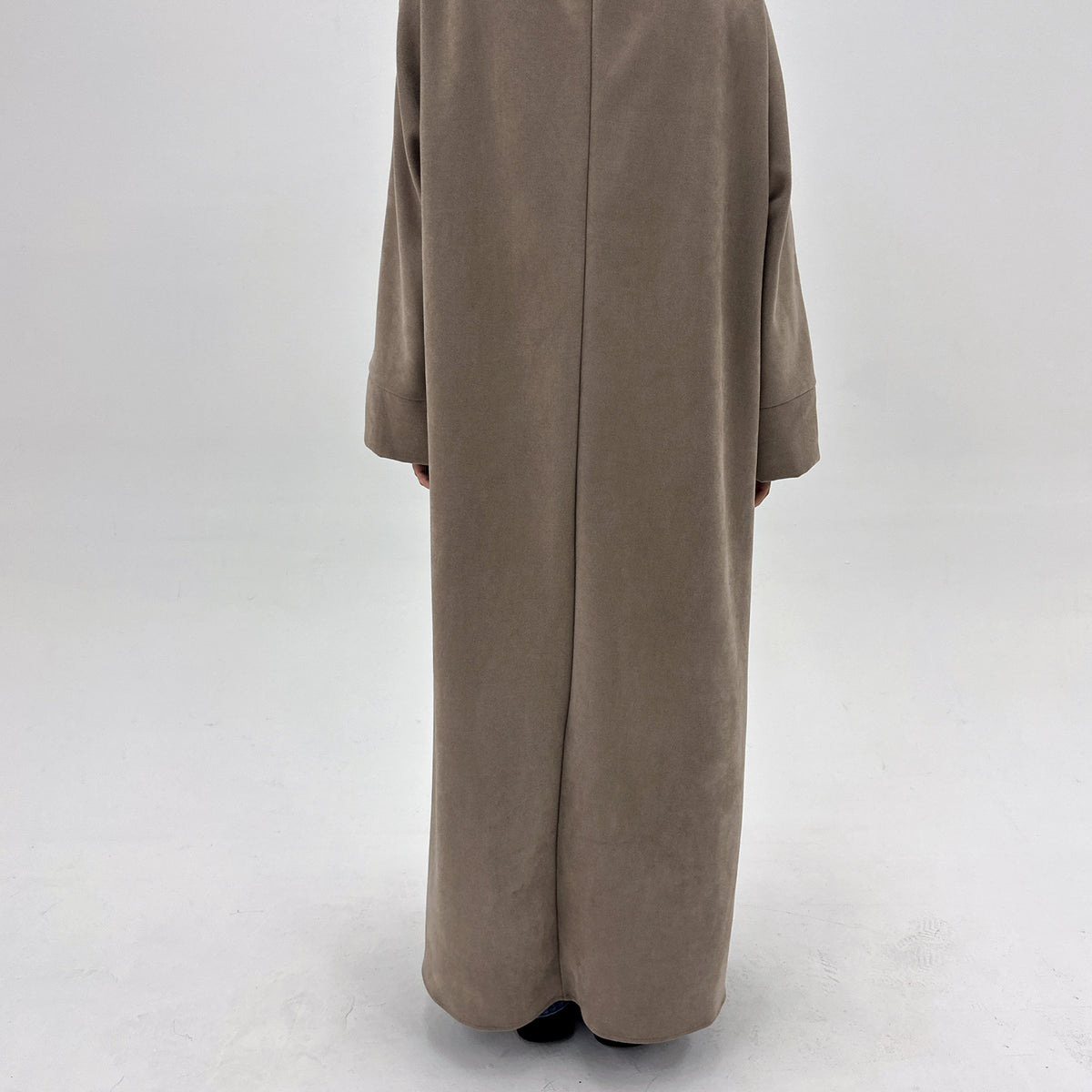 LR891  Fall & Winter Suede Fabric Open Abaya — Open Abaya Only