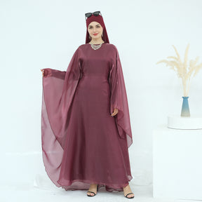 LR943+LR944  Plain elegant dress + inner + hijab set