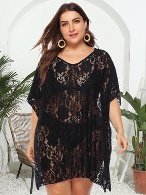 F19140  Sexy Lace Hollow See-Through Beach Dress Cover Up