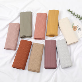 YW186 Knitted thread cotton stripe hijab