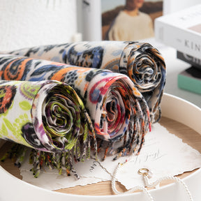 FH24-5769 Soft and warm cashmere-like cashew flower print Polyester winter scarf