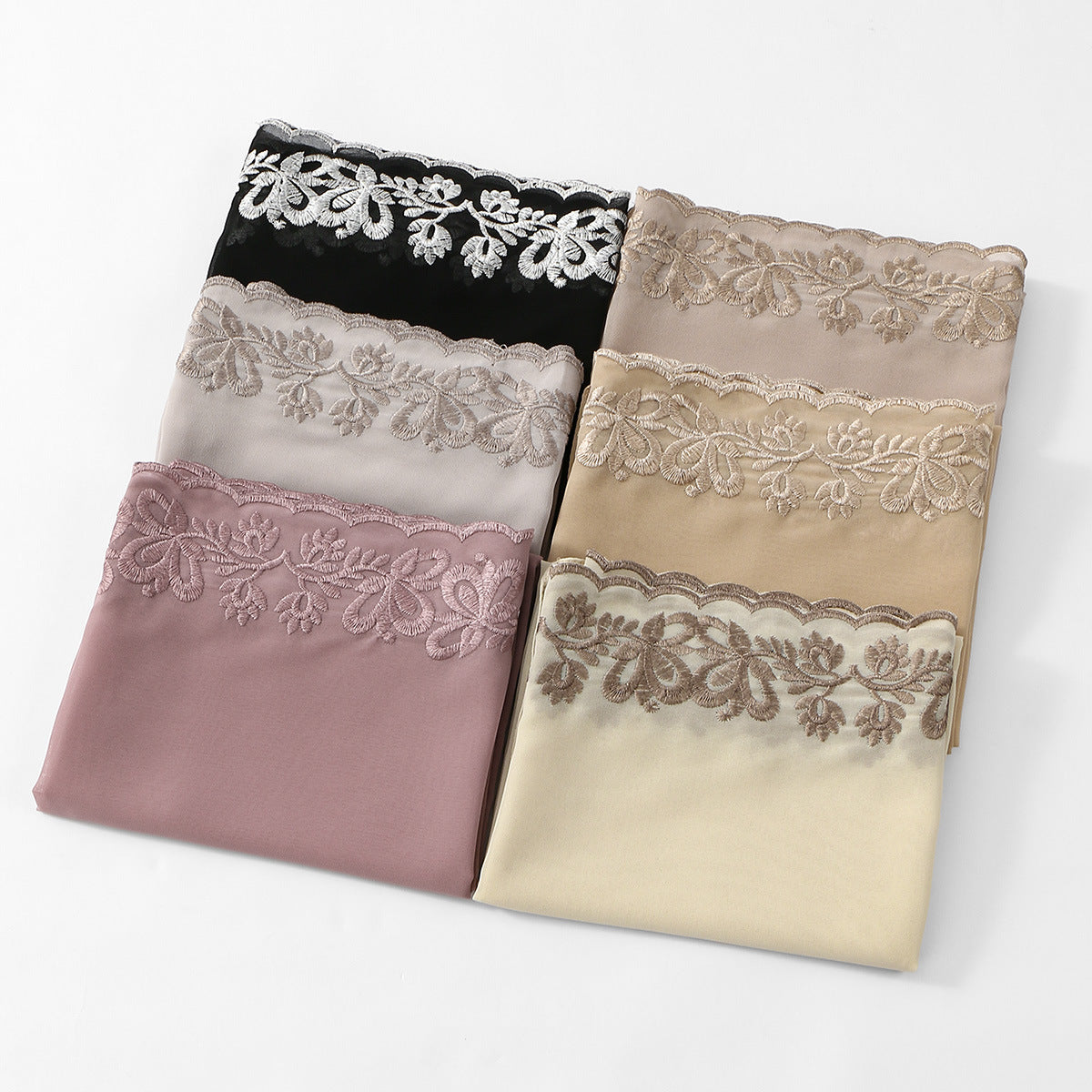 VE139  Stylish Butterfly Embroidered Chiffon Hijab