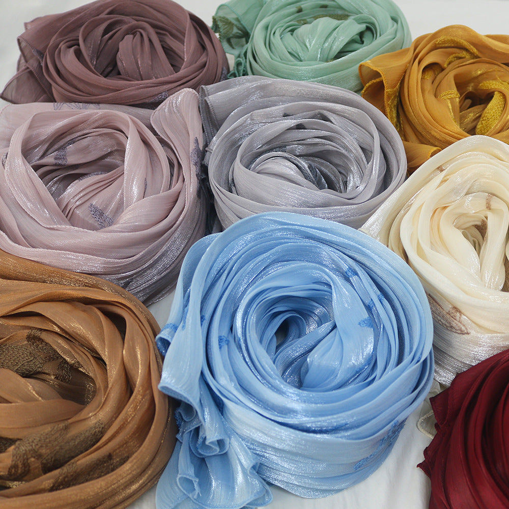 WJ103  Sea Island Silk Embroidered Sun Protection Hijab