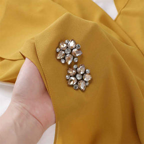 YZ133 Plain Pearl Chiffon Hijab with Hand-Set Crystals & Straight Hem
